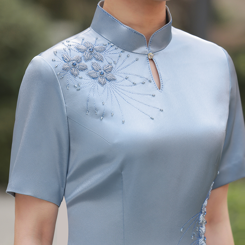 优雅婚宴旗袍裙短袖妈妈装礼服