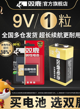 双鹿9V电池碱性方块九伏6LR61电子红外线体温枪温度计万用表叠层电池方形玩具遥控器报警器无线话筒麦克风