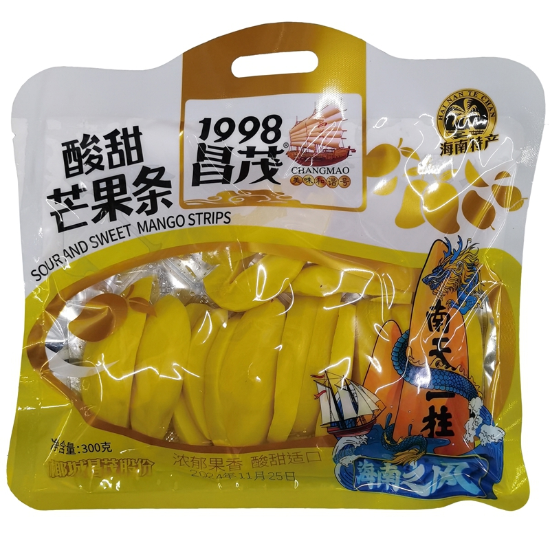 海南特产批零昌茂酸甜芒果条300克水果干果脯三亚伴手礼买2袋划算
