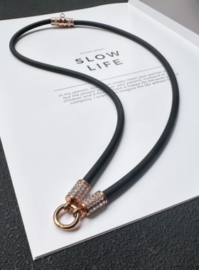 5mm负离子硅胶钛钢佛牌链项链