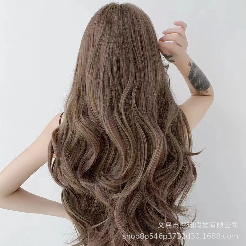 爆款厂家直销假发女新款长卷发大波浪中分自然整顶化纤全头套现货