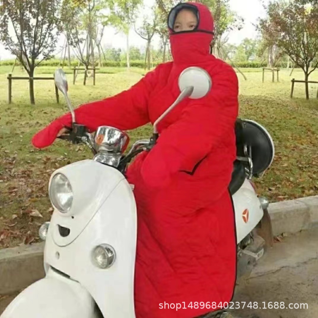 爆款全包围挡风衣冬季加绒加厚护手大口袋夜间反光条帽子可摘卸