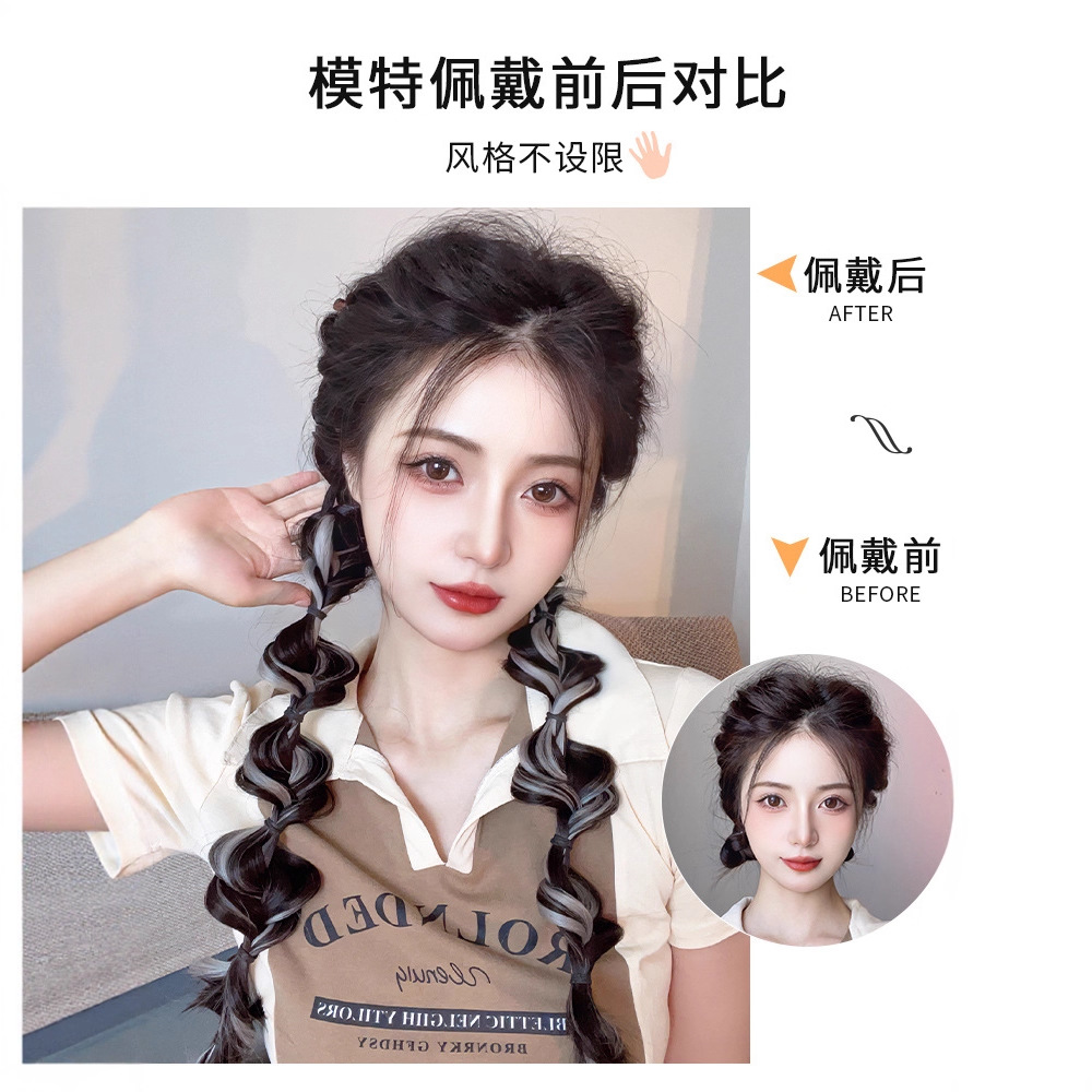 爆款假发辫子泡泡麻花辫自然拳击辫灯笼辫挑染双马尾绑带式网红假