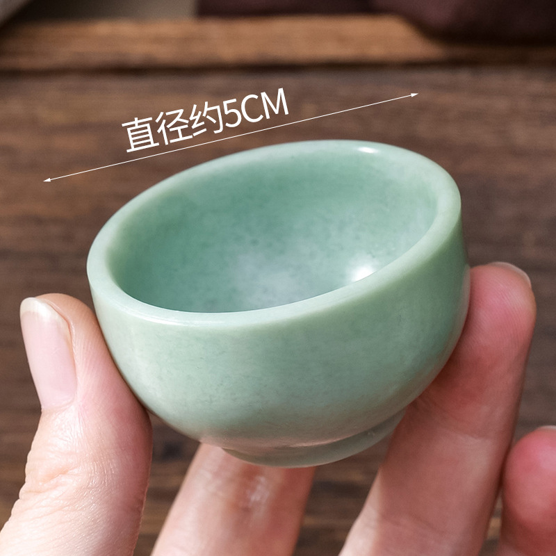爆款天然玉石原石茶杯玉石功夫杯白玉岫玉酒杯茶具功夫杯玉石