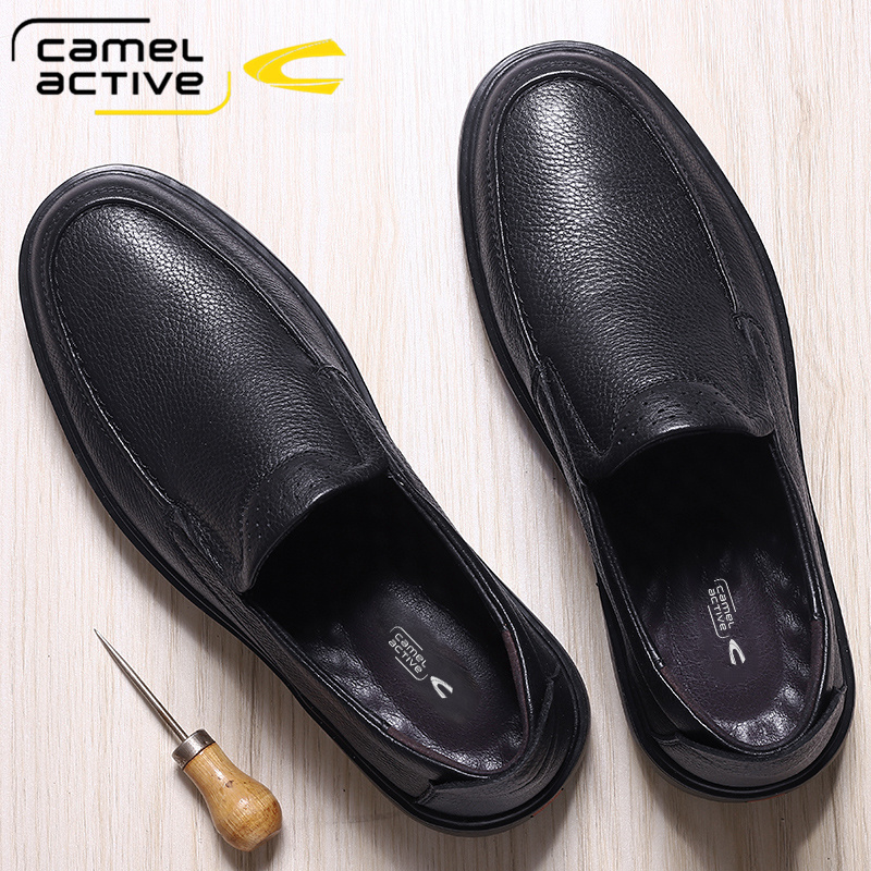 骆驼动感休闲一脚蹬爸爸鞋真皮