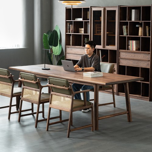 子已黑胡桃茶桌全实木茶台设计师