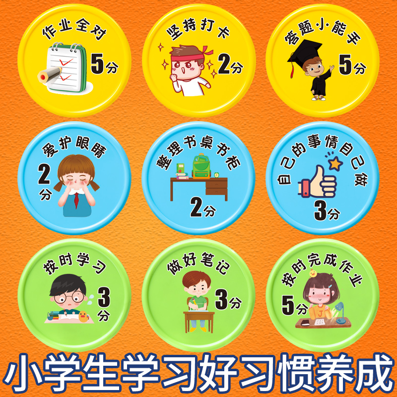 好习惯养成积分币儿童学习表扬卡