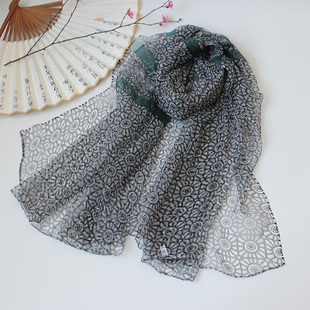 披肩百搭韩版 长巾纱 女士围巾桑蚕丝春秋季 丝巾真丝春秋薄2023新款