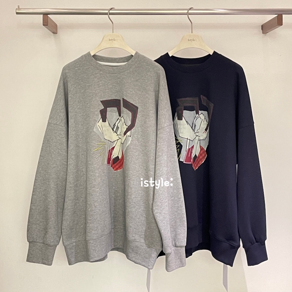 2025秋季新款istyle韩版趣味卡通高飞狗狗印花上衣宽松慵懒卫衣女