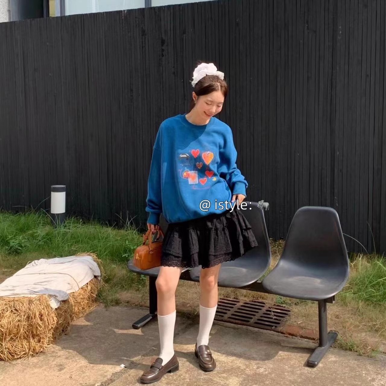 特价不退换 韩版istyle春秋趣味爱心图案印花上衣长袖圆领卫衣女