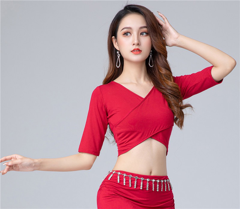 肚皮舞上衣2025新款春夏练功服中袖长袖肚皮舞裤子春夏宽松大码