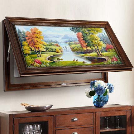 流水生财》美式大尺寸电表箱装饰画免打孔2025新款遮挡配电箱挂画