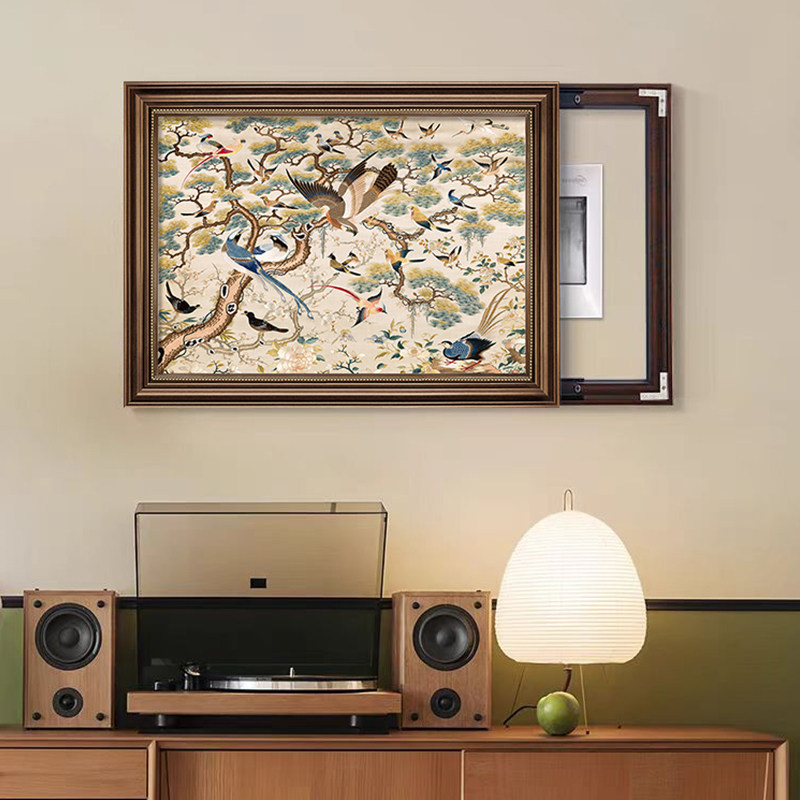 花鸟祥和图中国风电表箱装饰画