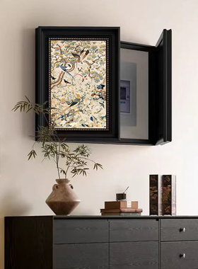 燕子双开门电表箱装饰画法式中古餐厅电闸开关壁画配电箱遮丑挂画