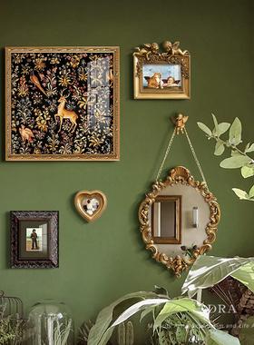 法式复古客厅装饰画许愿鹿美式玄关组合挂画巴洛克餐厅卧室壁画