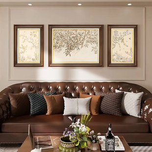 苹果树》美式复古客厅背景墙装饰画法式中古沙发三联挂画餐厅壁画