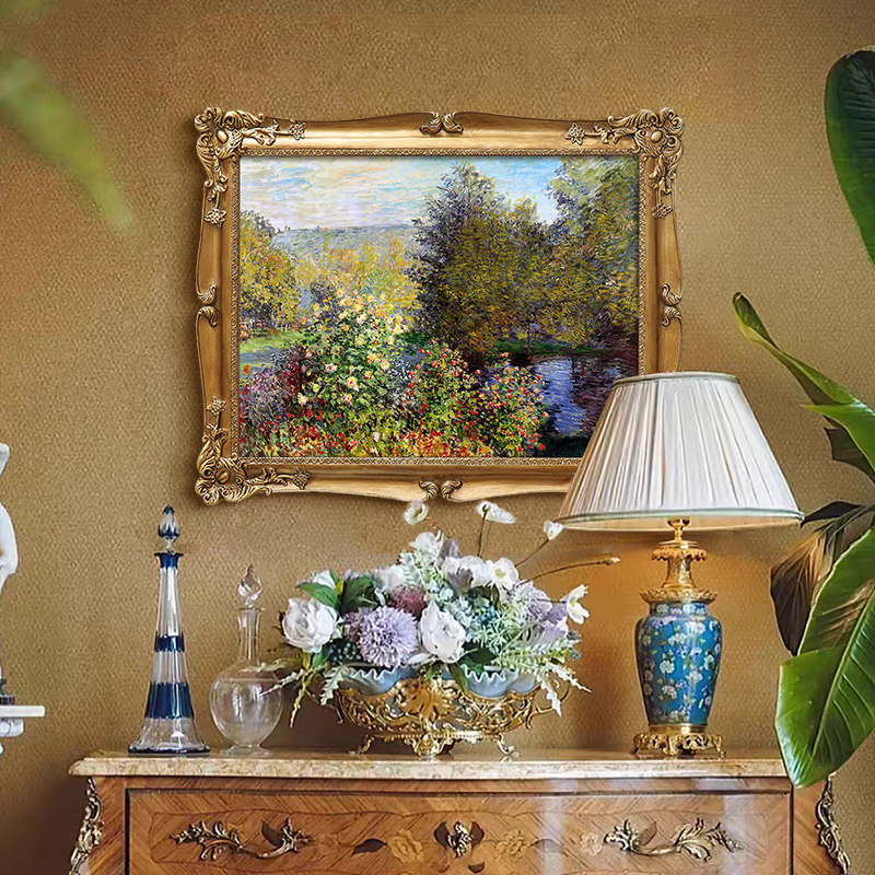 法式莫奈风景画玄关装饰画美式复古客厅沙发挂画欧式雕花相框摆件,家居饰品,现代装饰画,淘宝优惠券,粉丝福利购,淘宝优惠卷