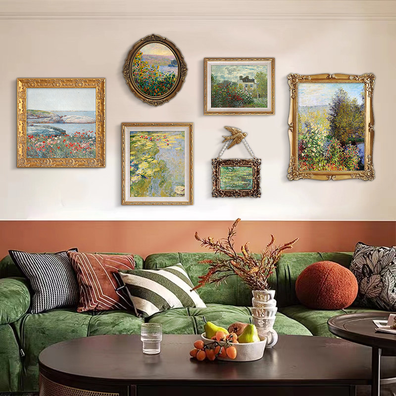 法式中古风莫奈客厅沙发背景墙装饰画风景餐厅卧室挂画美式奶油风,家居饰品,现代装饰画,淘宝优惠券,粉丝福利购,淘宝优惠卷