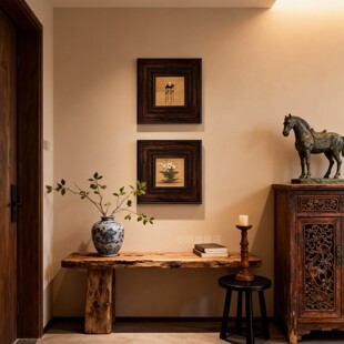 升紫烟》宋式美学玄关艺术装饰画中古设计师餐厅卧室床头中式挂画