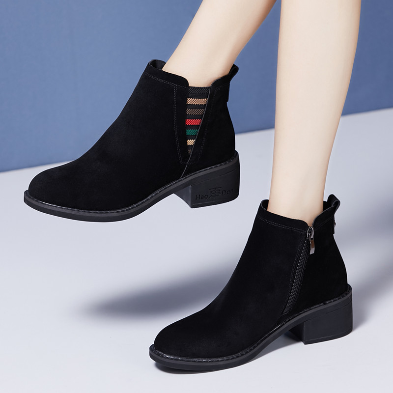 百搭短靴女真春秋厚底加绒马丁