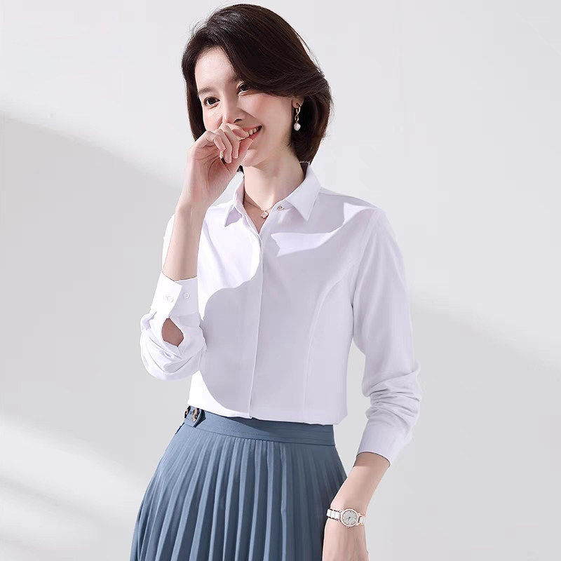 2023女士春秋季衬衫工作服长袖职业正装衬衣长短袖可选可团购LOGO
