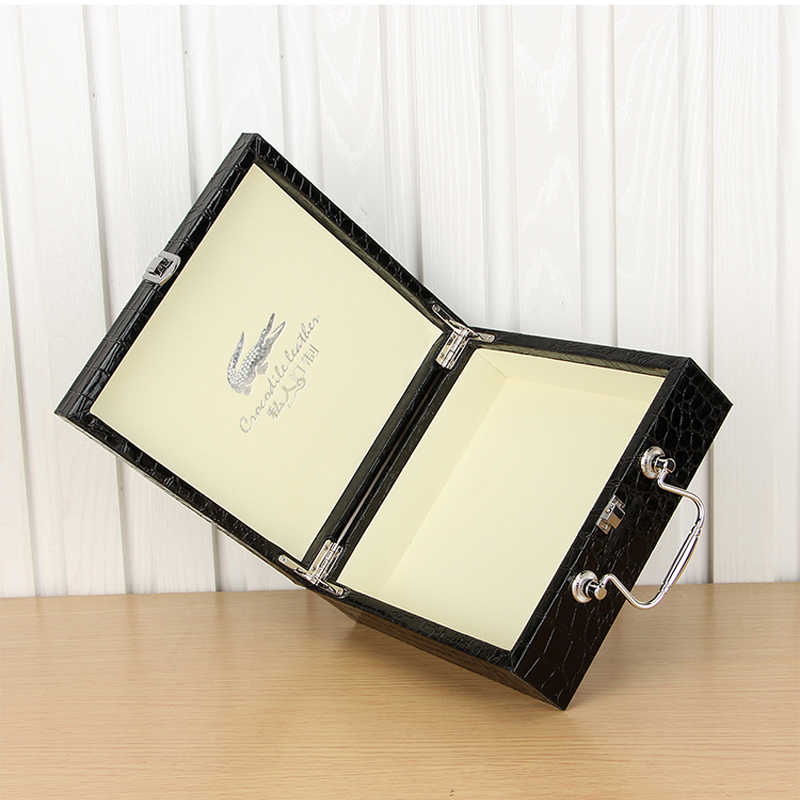 高档私人订制PU礼品盒鳄鱼纹皮具包装盒翻盖木盒小号礼盒皮带皮盒