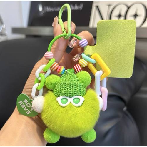 多巴胺煤球怪兽玩偶挂件diy钥匙扣可爱毛绒公仔包包背包手机挂饰