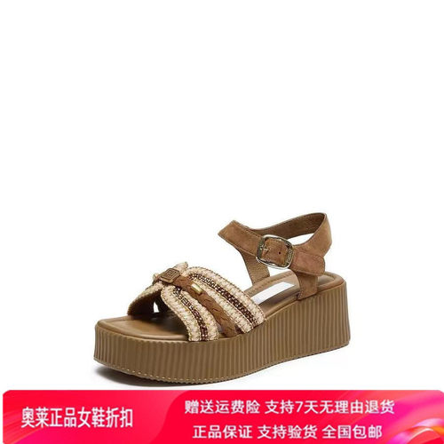 商场同款2026夏新款复古休闲凉鞋厚底增高凉鞋坡跟鞋女鞋ELL88BL6