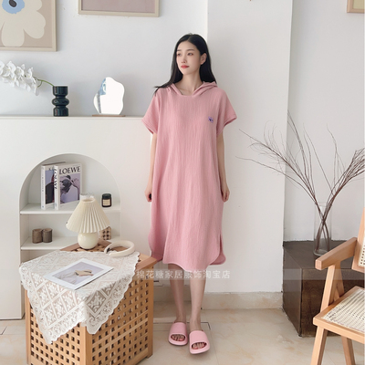 纯棉纱布斗篷浴袍睡袍男女情侣连帽吸水浴巾加肥加大懒人毯卫衣毯