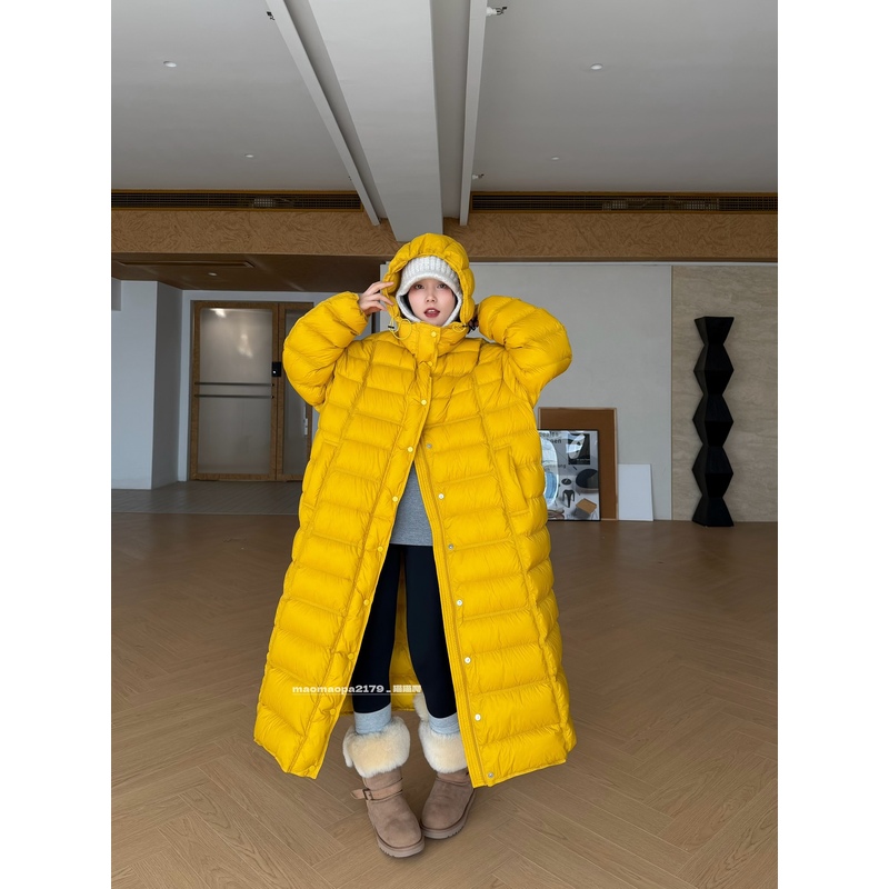 猫姐推荐｜宽松保暖连帽抽绳立领90白鸭绒长款泡芙排骨羽绒服外套