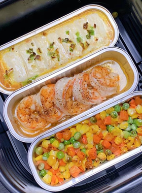 空气炸锅一次性锡纸盒圆形铝箔碗专用蒸糕烧烤盘家用长方形榴莲盒