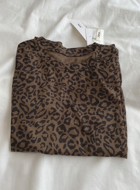 leopard print/夏薄款天丝豹纹基础速干面膜衣圆领短袖T恤女