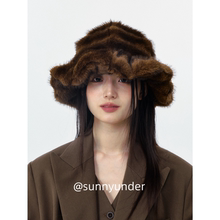 时髦仿貂绒洋气毛绒渔夫帽子女秋冬韩版日系度假防寒保暖盆帽ins