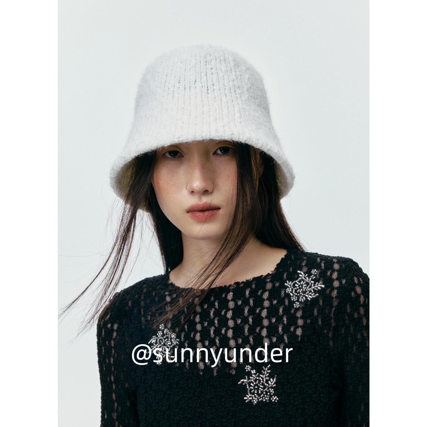 简约显脸小针织水桶帽子女秋冬街头韩版日系百搭白色渔夫帽潮ins