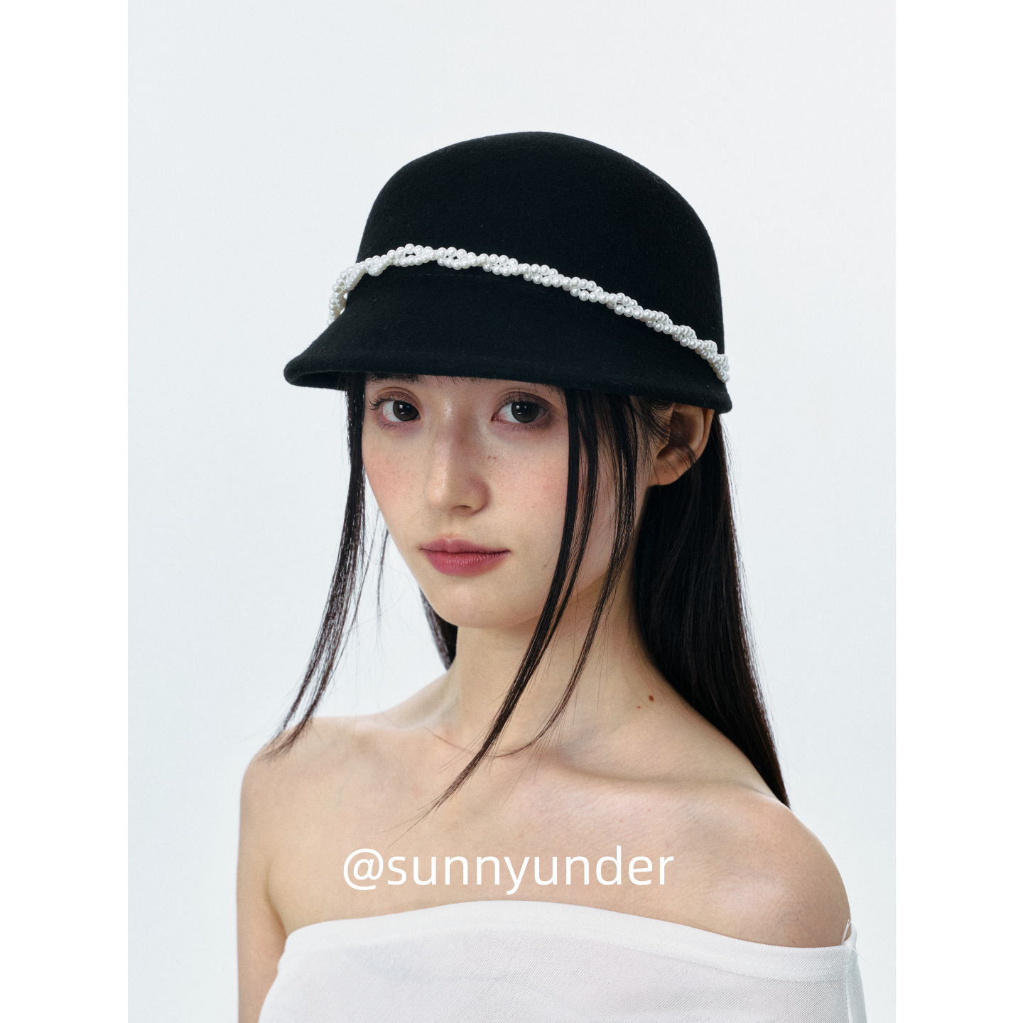 珠带装饰羊毛呢马术帽子女秋冬韩版日系百搭显脸小鸭舌帽报童帽潮