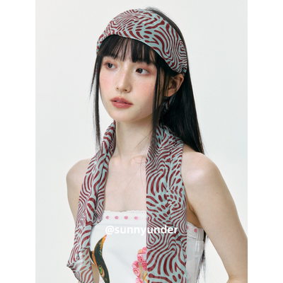 薄款豹纹有印花长条丝巾女夏季出游氛围感围巾海边沙滩度假围脖潮