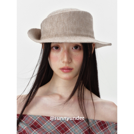 2025早秋新款翘沿针织礼帽女春秋冬韩版英伦复古时髦爵士帽子ins