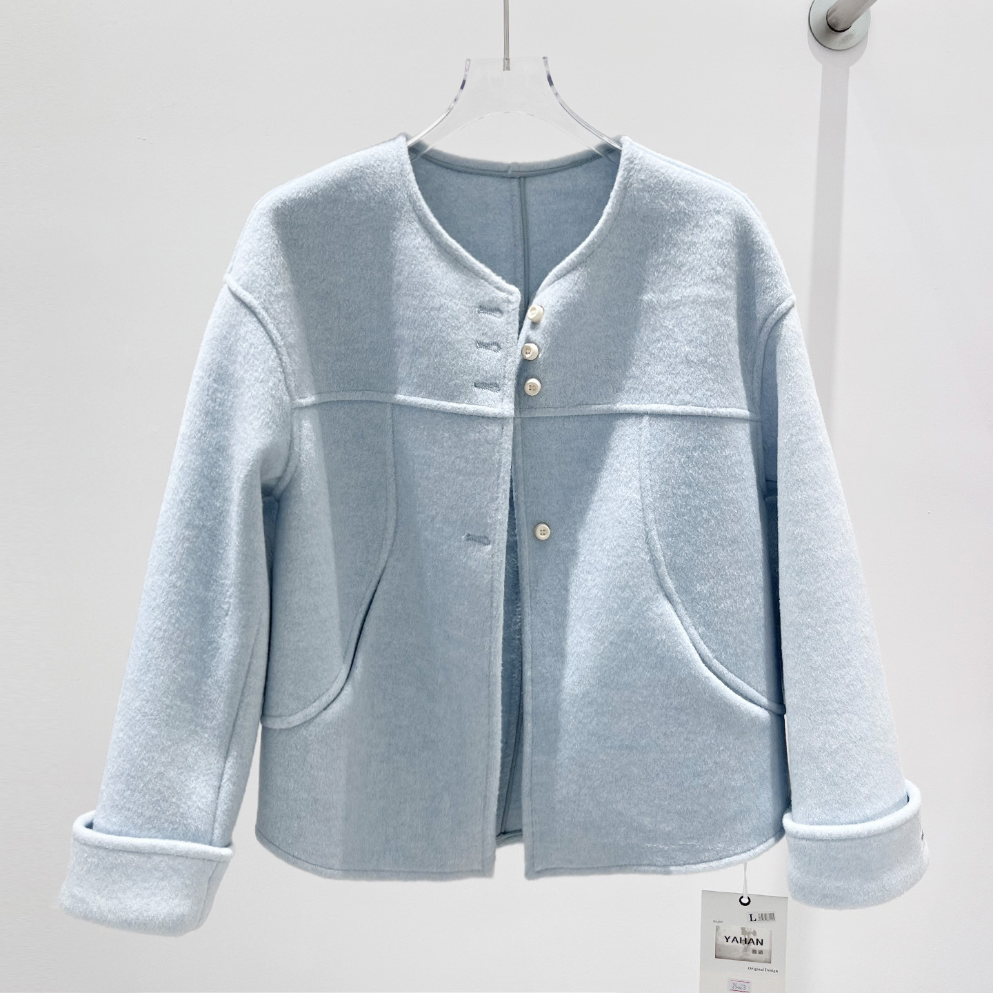 欧洲站短款双面羊毛呢大衣女冬百搭小个子洋气上衣2025年新款外套