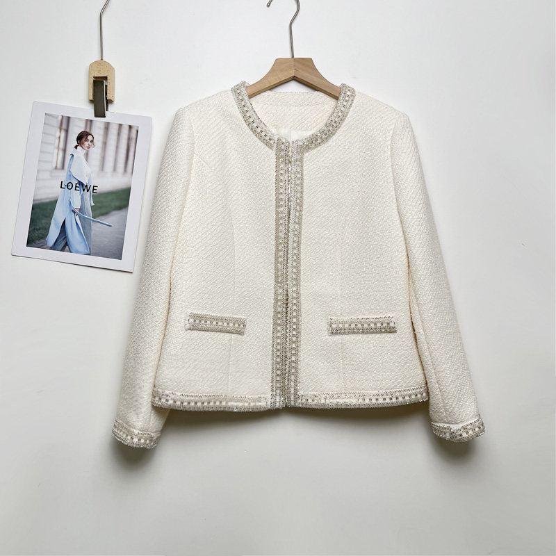 时尚小香风外套女2025春秋新款烫钻洋气上衣气质名媛纯色百搭上衣,女装/女士精品,短外套,淘宝优惠券,粉丝福利购,淘宝优惠卷