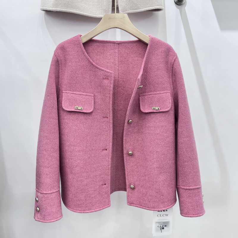 2025冬季新款双面羊毛呢短款大衣女百搭小个子长袖呢子外套