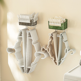 衣架收纳架放晾衣夹挂篮壁挂式免打孔家用阳台洗衣机整理筐存放盒