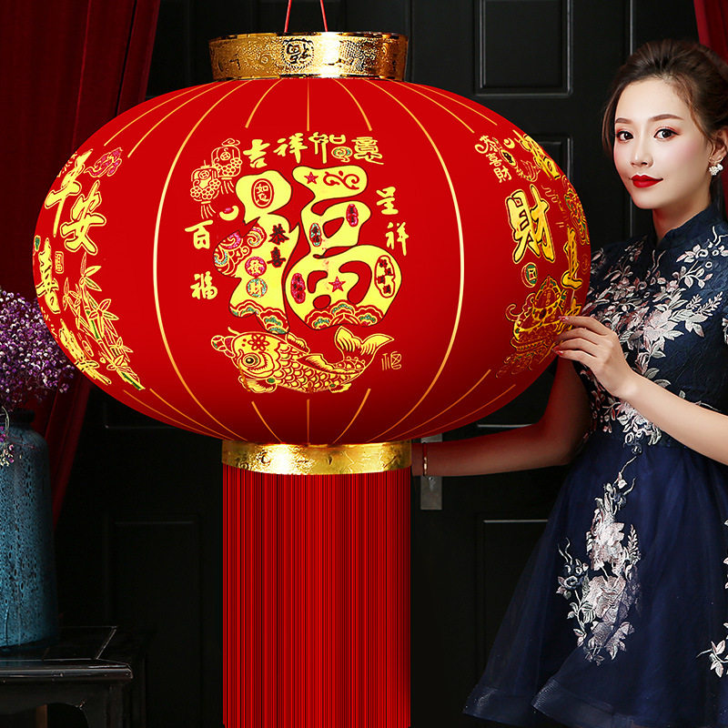 2026新款大红灯笼大门口一对春节过年新年装饰阳台户外led灯挂饰