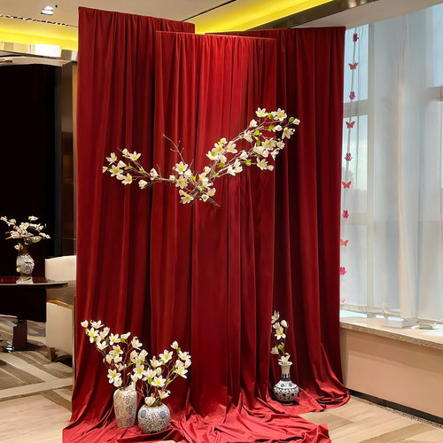 婚房布置晨袍套装仿真玉兰花感帷幔结婚装饰婚礼浪漫婚庆大全