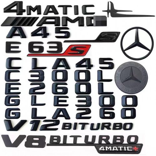 适用奔驰S级车标s63 s65l改装AMG标志v8v12biturbo侧标尾标贴字母