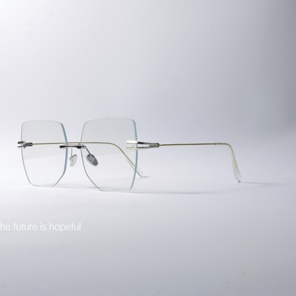 无框设计水蜜桃色防蓝光眼镜UV400防紫外线小众平光镜太阳镜墨镜