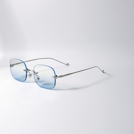 无框设计方形渐变色太阳眼镜UV400防紫外线辐射清新配色小众眼镜