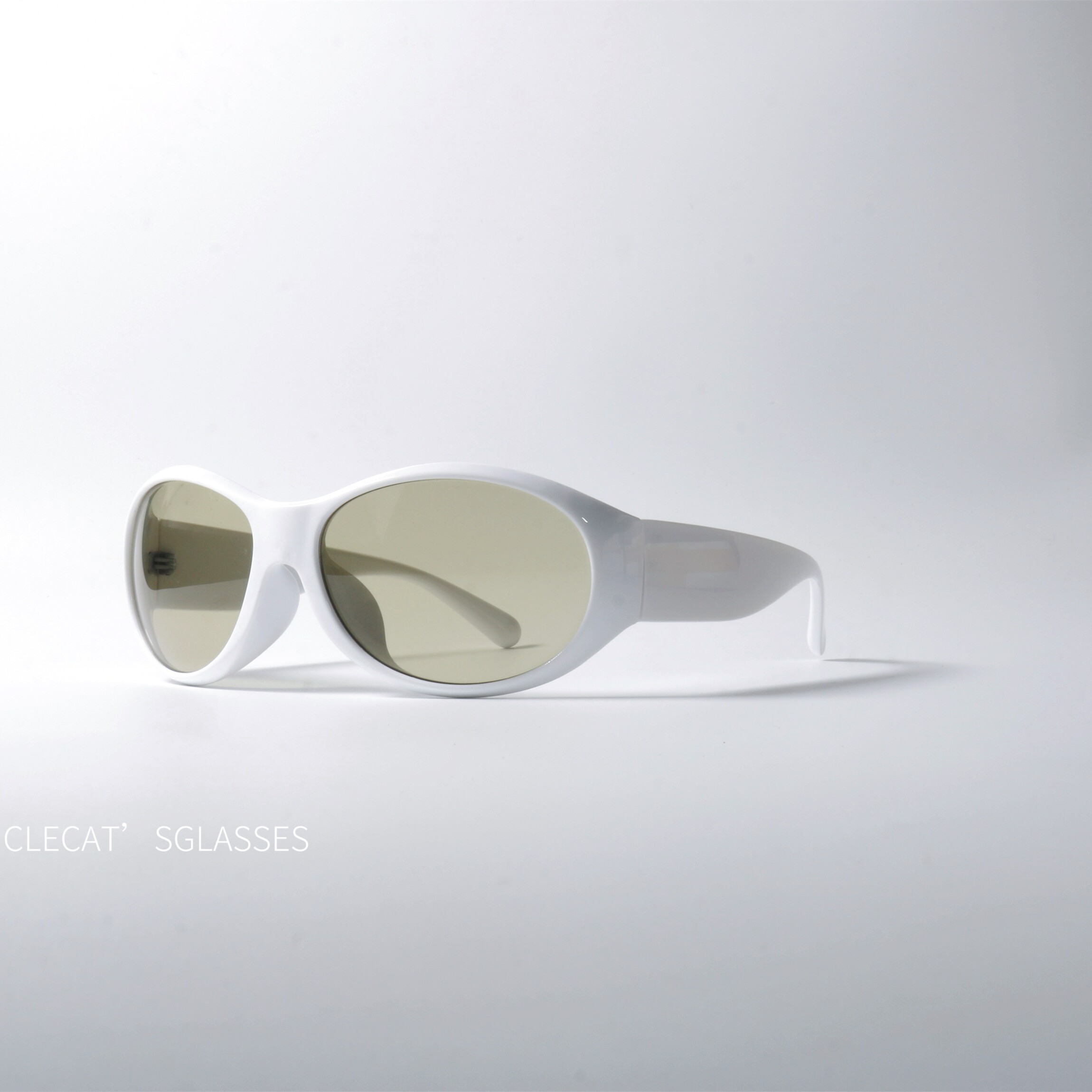 极简设计大框白色太阳眼镜UV400防紫外线辐射防晒椭圆形墨镜