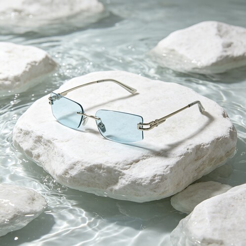 无框长方形UV400防晒太阳眼镜