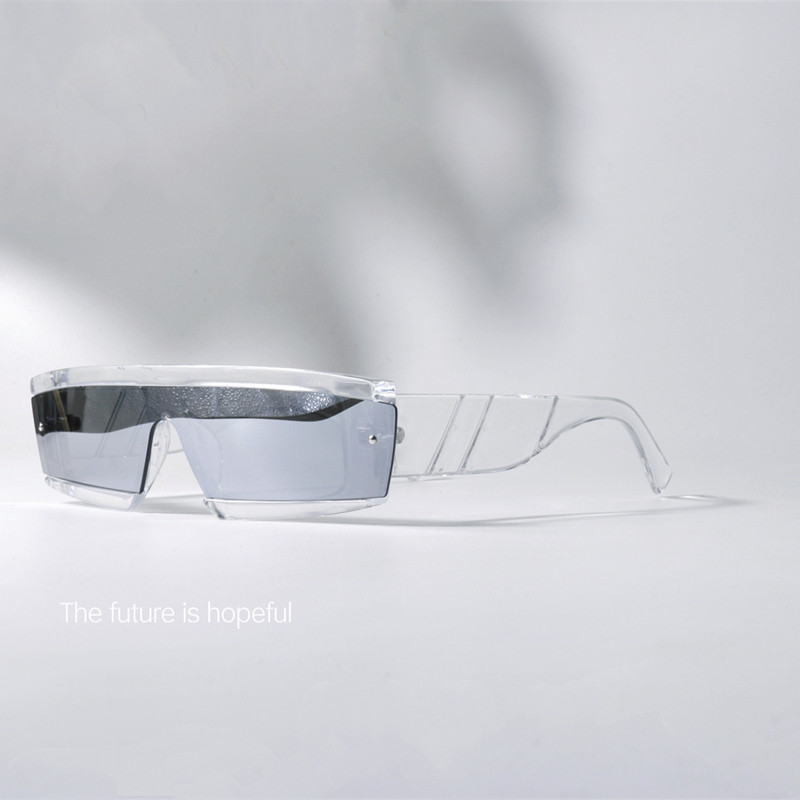 y2k未来感一片式墨镜uv400黑白配色长方形连体独特设计潮太阳眼镜