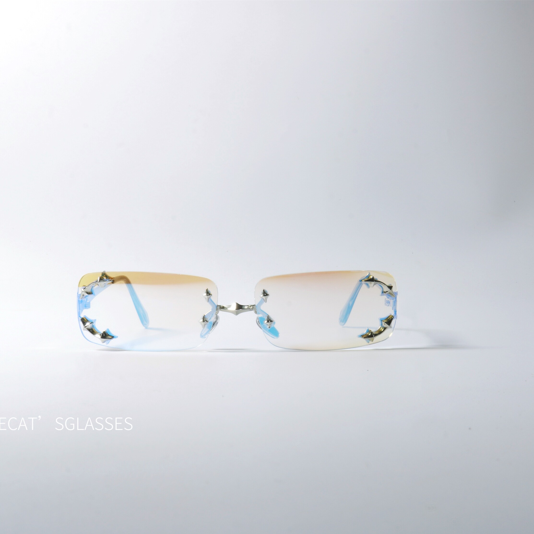 无框炫彩反光星芒元素太阳眼镜UV400防紫外线辐射小众高级感墨镜